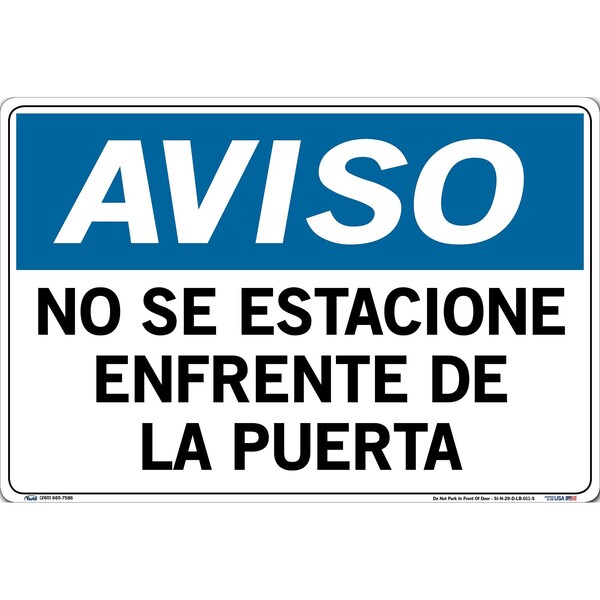 Vinyl Label Sign, 12-1/2" Height, 18-1/2" Width, Vinyl Label, Rectangle, Spanish